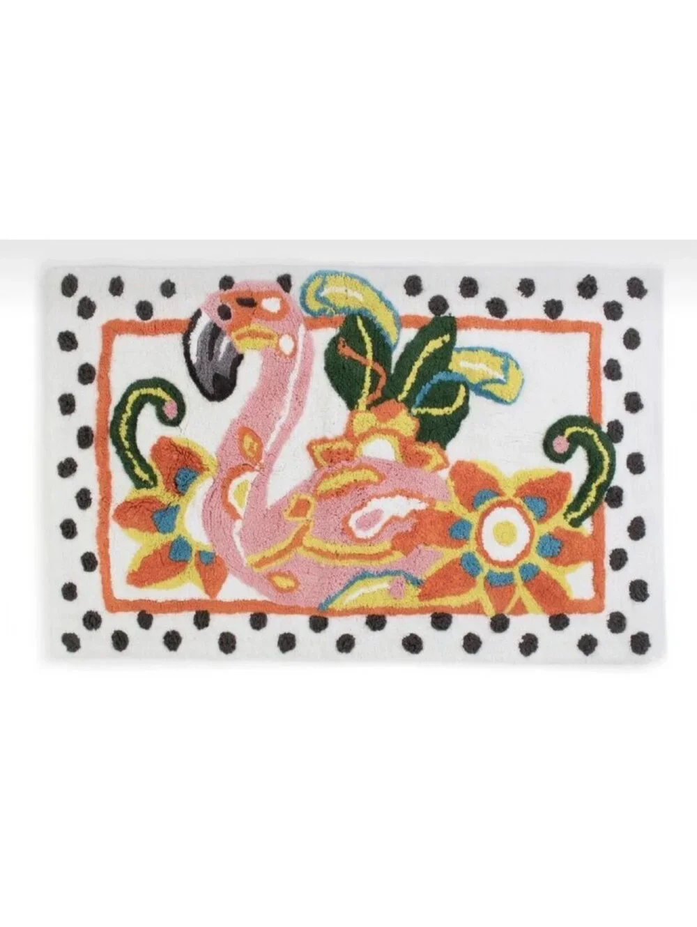 MacKenzie-Childs Flamingo Tufted Bath Rug Mat 21x34 Pink Floral Bathroom Decor